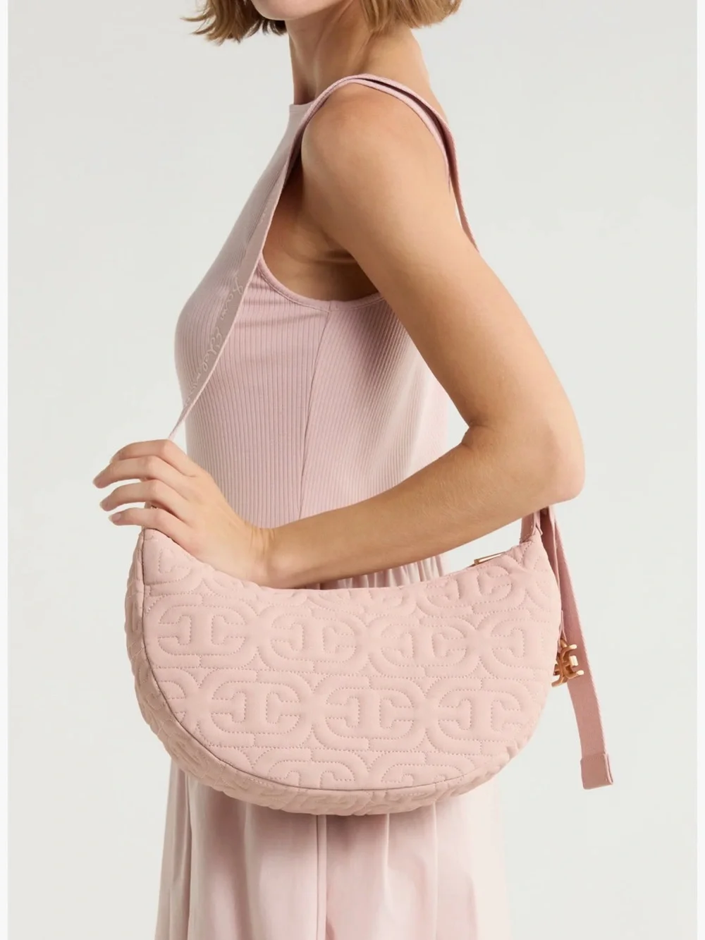 Sam Edelman Ethyl Quilted Crescent Crossbody Bag  Shoulder Bag in Blush